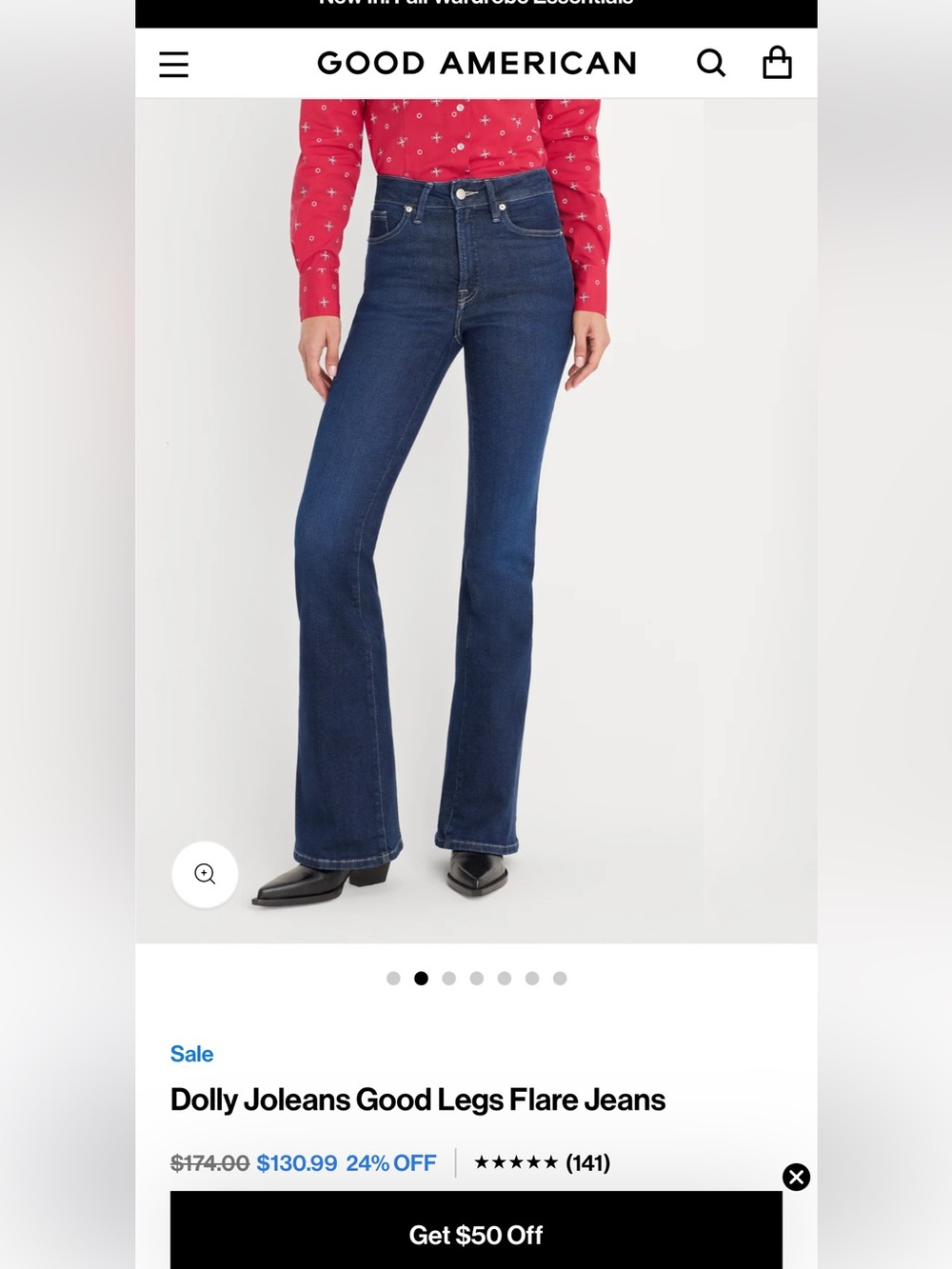 Good American Dark Blue Dolly Jolene flare Jeans